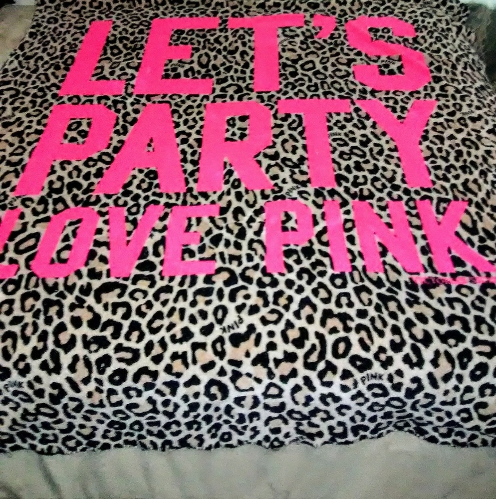 Victoria secret lets party love pink rare blanket